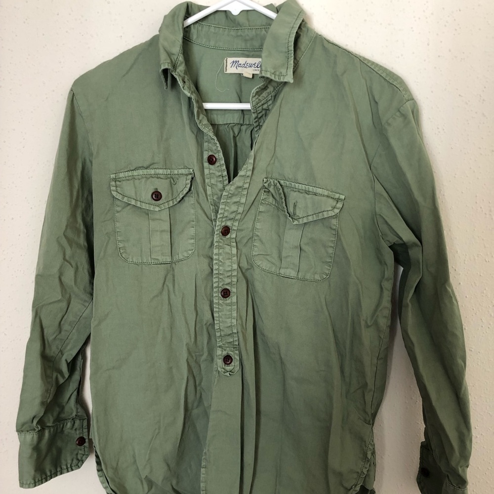 MADEWELL popover army green shirt XS